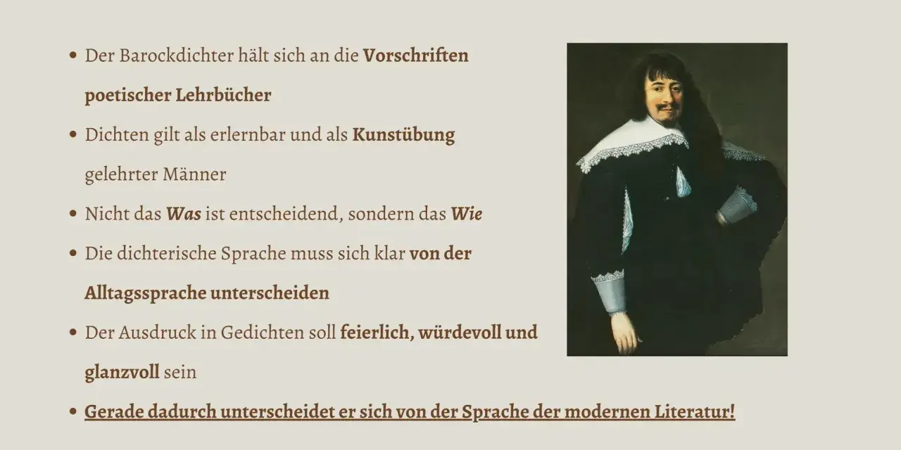 Gemälde eines Mannes im Barockstil mit Kragen und Manschetten.