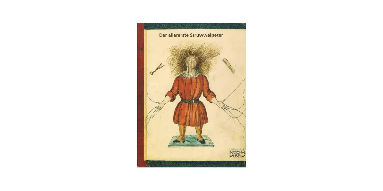 Struwwelpeter mit Schere und Kamm, Illustration aus "Der allererste Struwwelpeter".